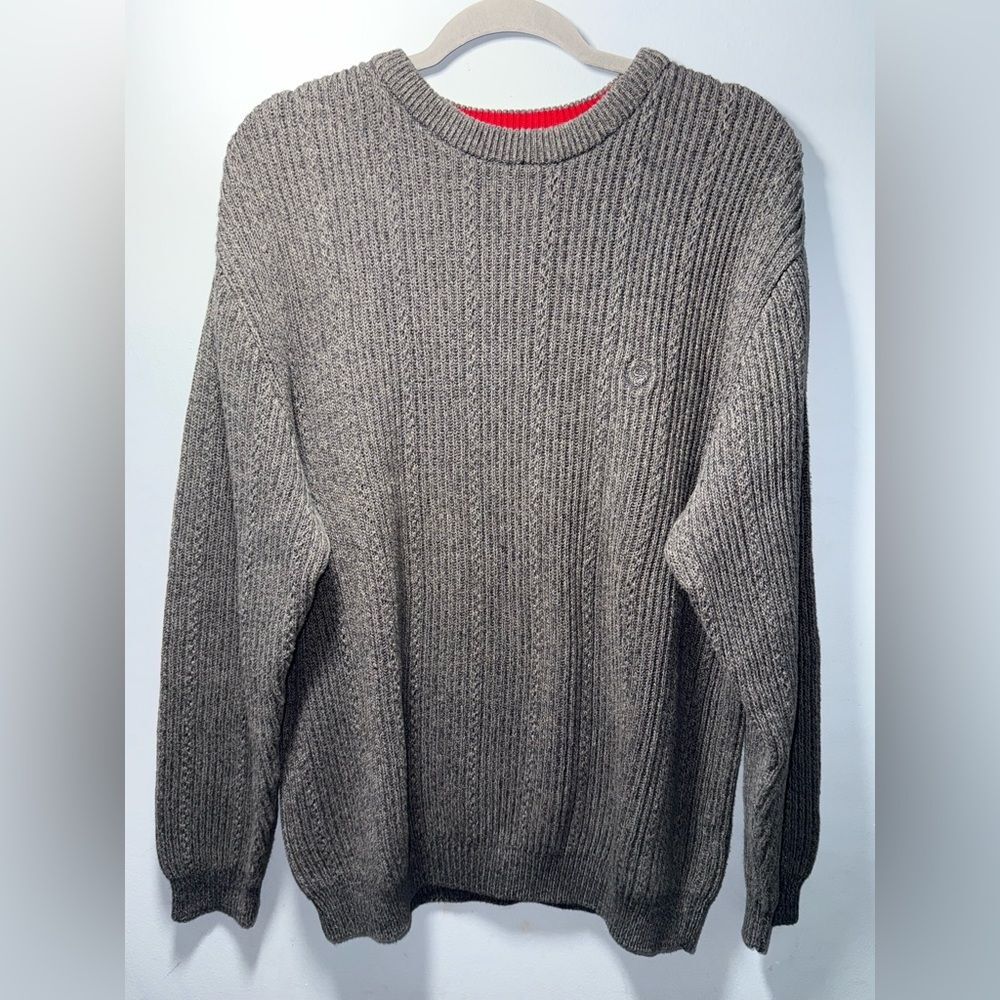 Chaps Ralph Lauren Men’s Sweater Grey Thick Knit Quality Festive Career Large